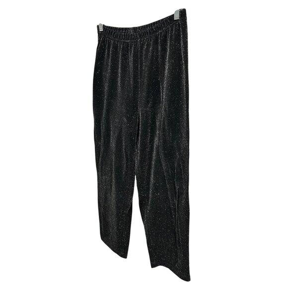 Three Flaggs California Black Metallic Elastic Waist Pants Sz Large - Picture 3 of 9